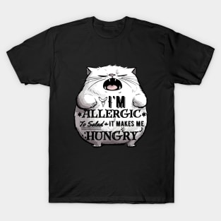 Funny Fat Cat: Salad Allergy T-Shirt